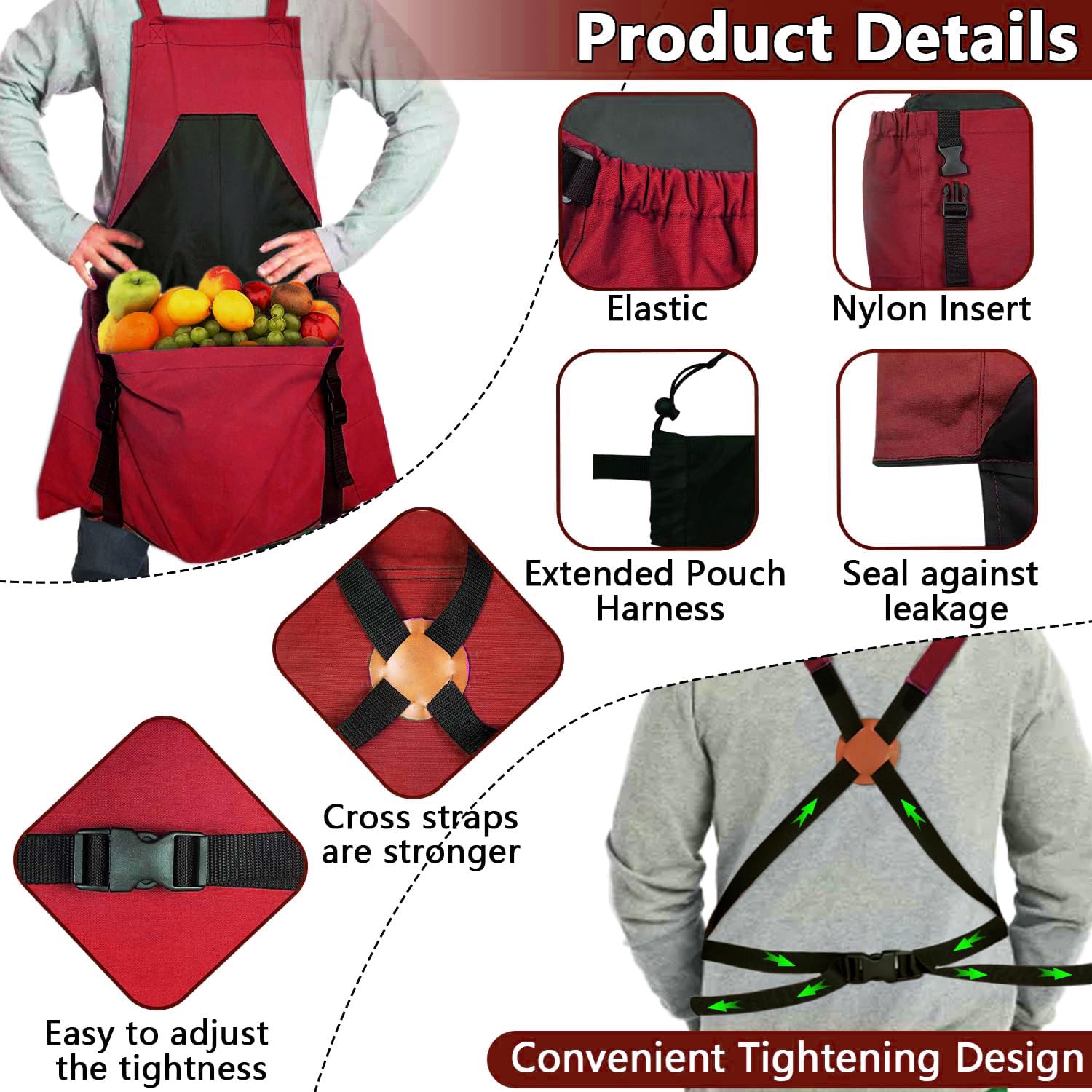 Tintsabo multi-pocket layout detail holding phone gloves and hand tools