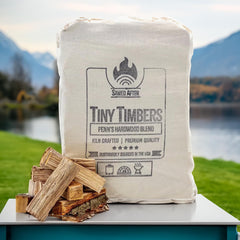 Tiny Timbers front box showing branding and compact 15 lb packaging benefit
