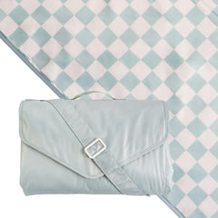 Tiny Twinkle front view sage checkers showing full 5x7 size and durable finish