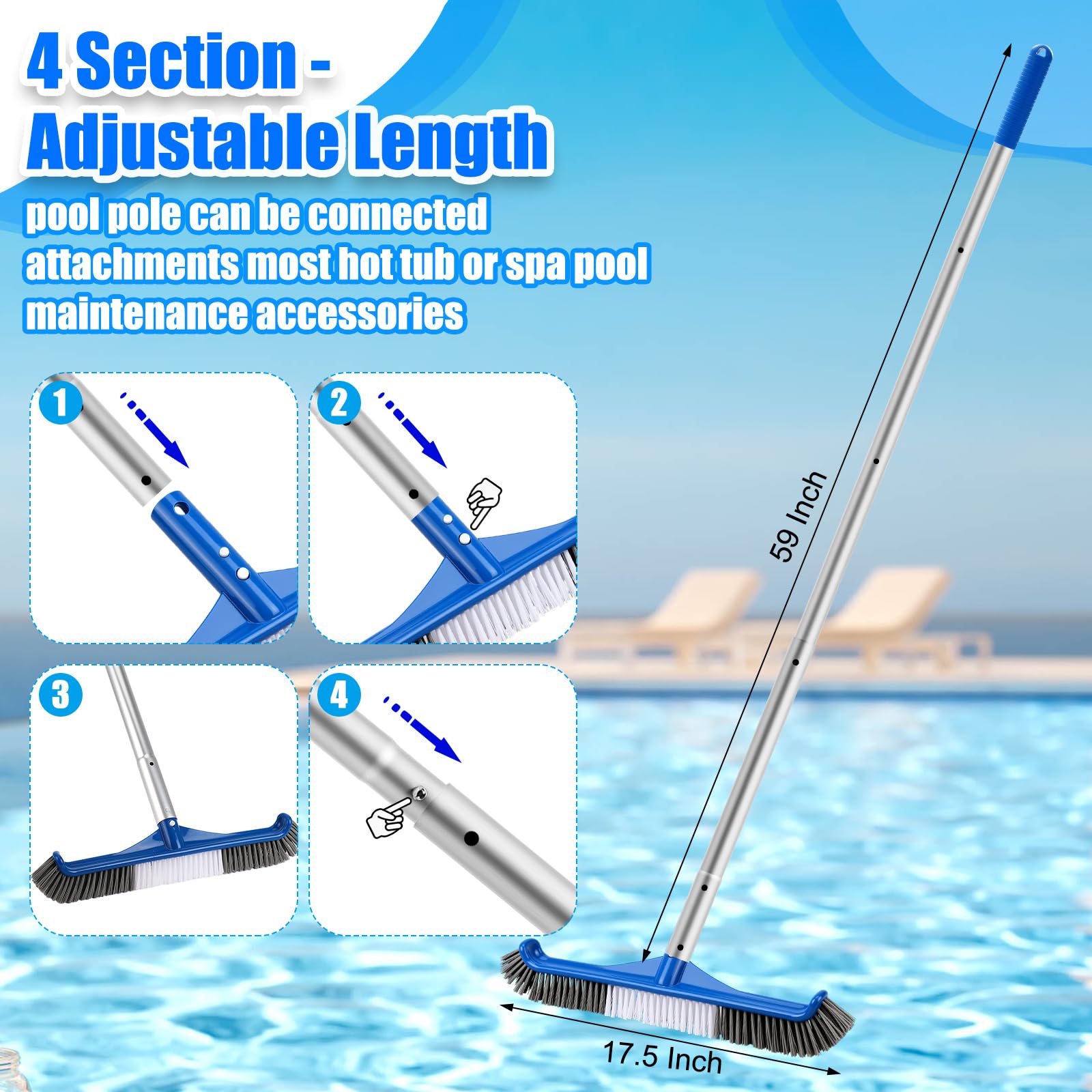 Tioncy 17.5-inch brush head scrubbing tiles for effective debris removal