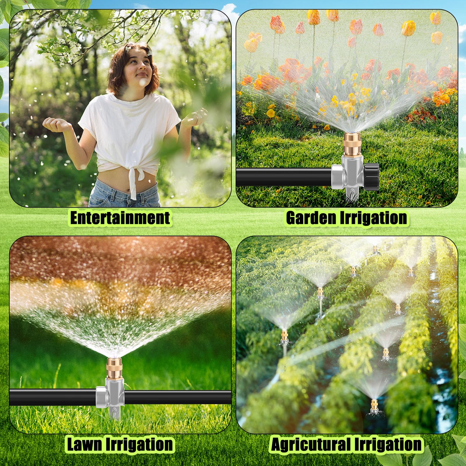 Tioncy sprinklers in backyard demonstrating wide coverage and efficient watering