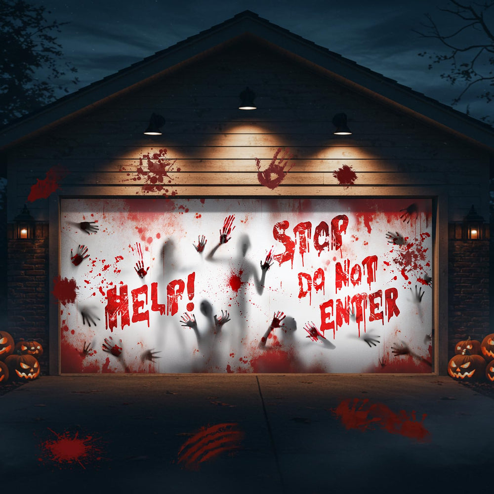 Tioncy garage cover front view showing spooky design and curb appeal