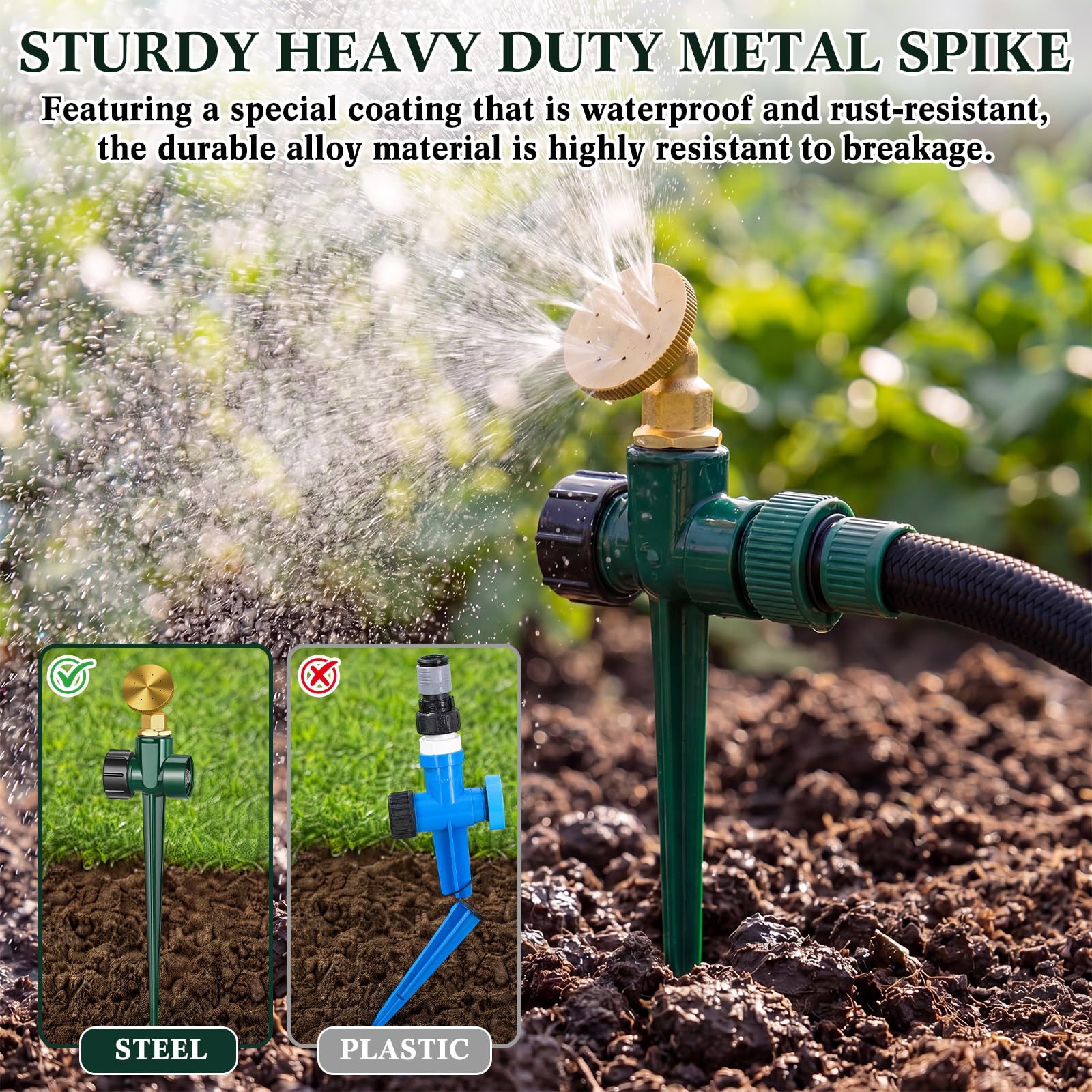 Tioncy sprinkler installed in lawn demonstrating even watering and hands-free convenience