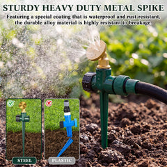 Tioncy sprinkler installed in lawn demonstrating even watering and hands-free convenience