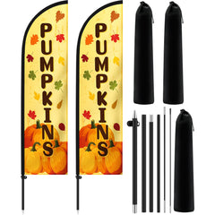 Tioncy front view of pumpkin feather flag for clear seasonal visibility
