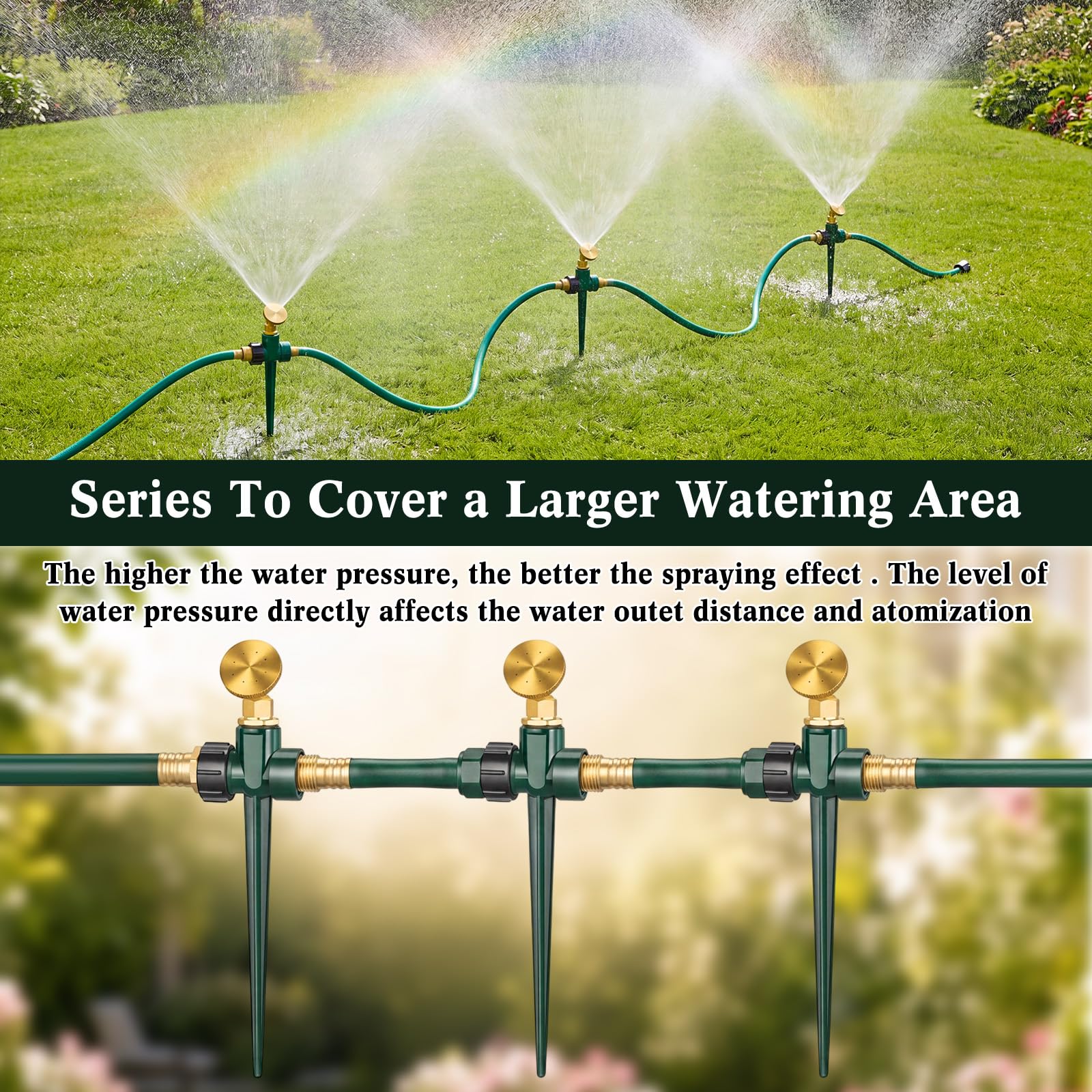 Tioncy series connection setup linking multiple units to expand irrigation coverage
