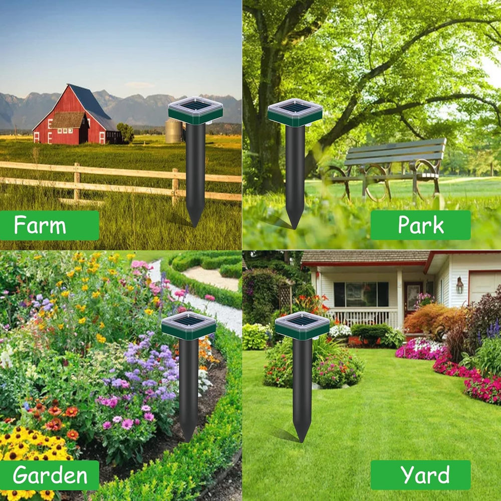 Tirgo stake near vegetable bed protecting plants without chemicals
