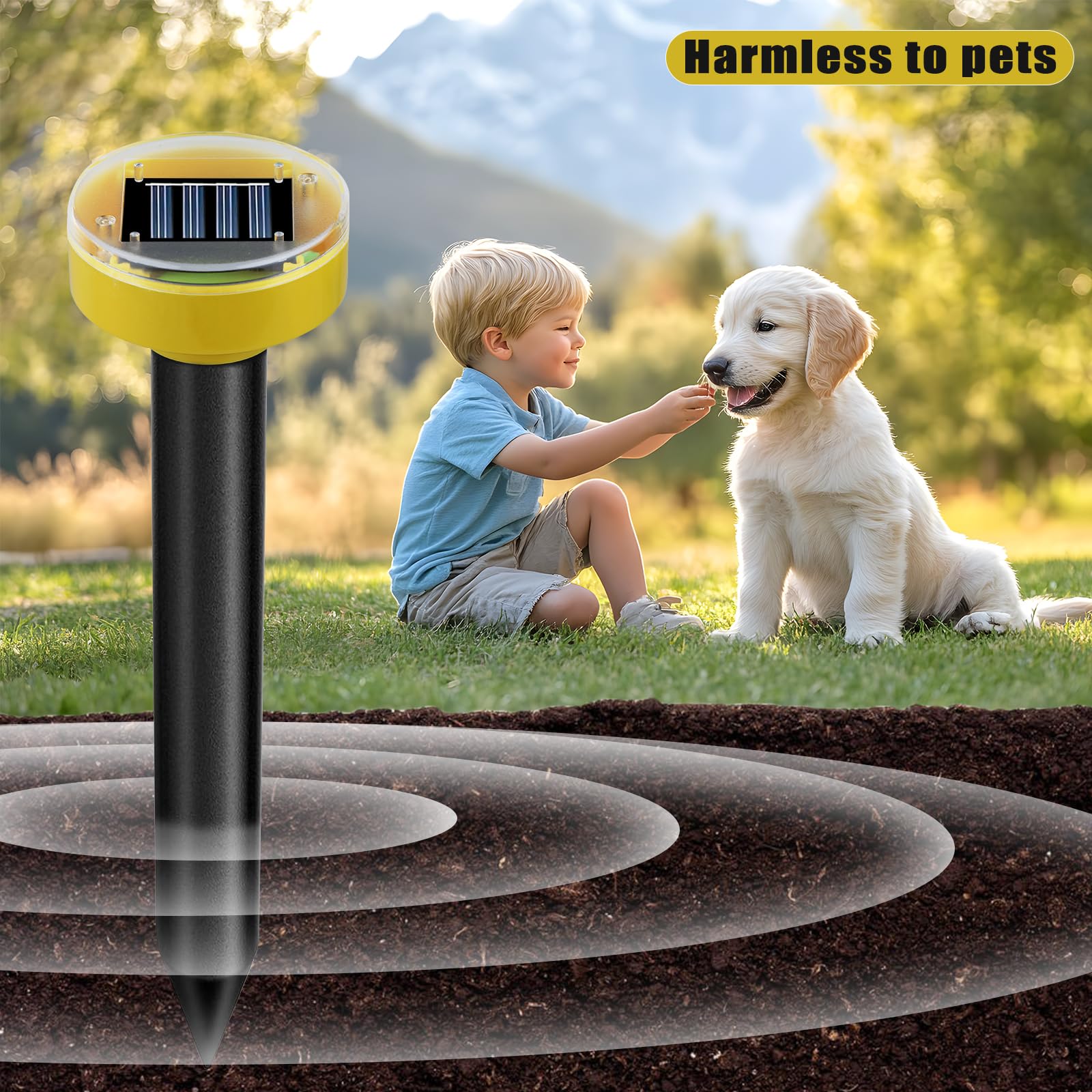 Tirgo stakes installed in garden landscape showing tidy, chemical-free protection