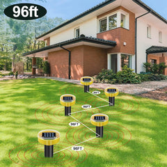 Tirgo stake in lawn next to mole ridge demonstrating active deterrence benefit