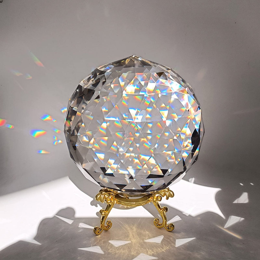 Tirifer front view crystal ball with stand showing bright sparkles