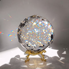Tirifer front view crystal ball with stand showing bright sparkles
