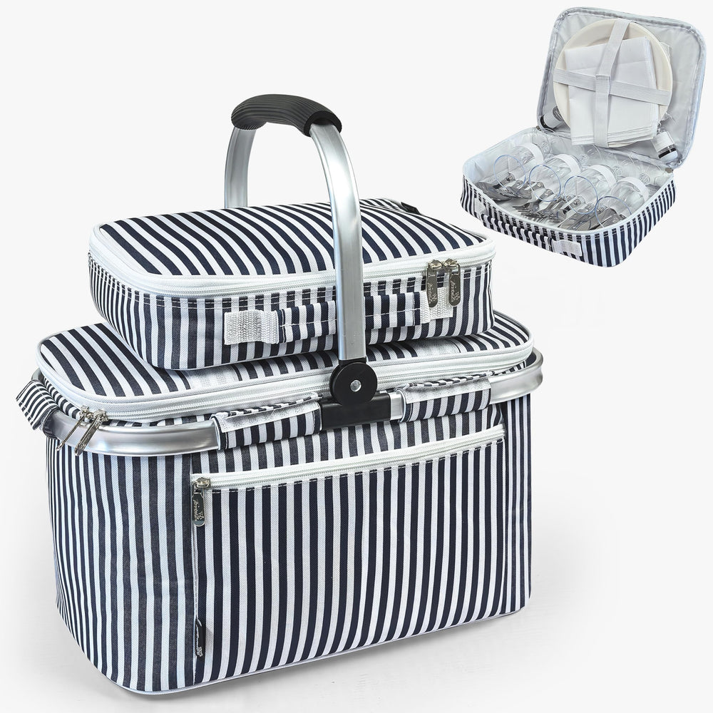 Tirrinia front view showing cooler basket and organized compartments for easy packing