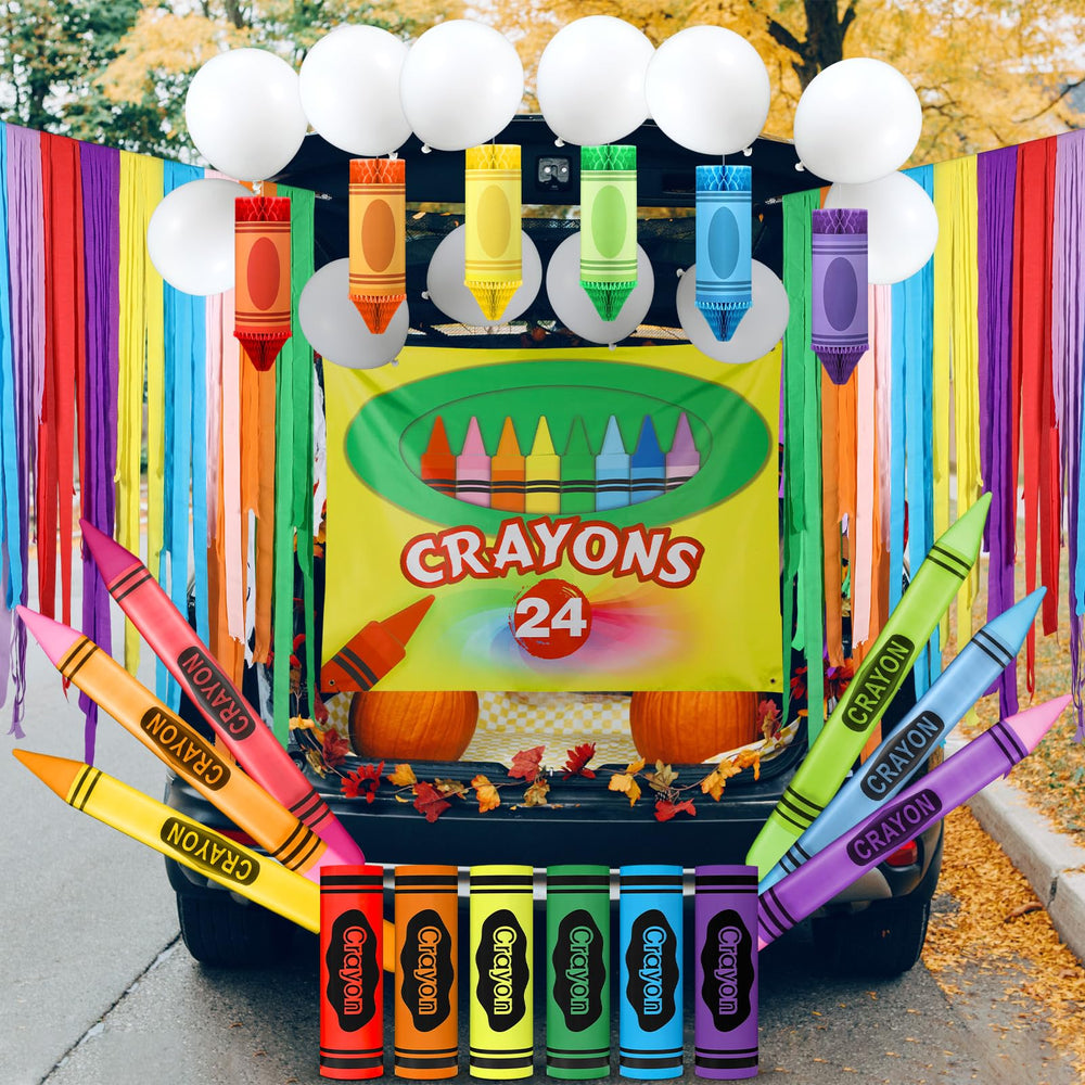Tisancy paper streamers and balloons spread out showing volume and color