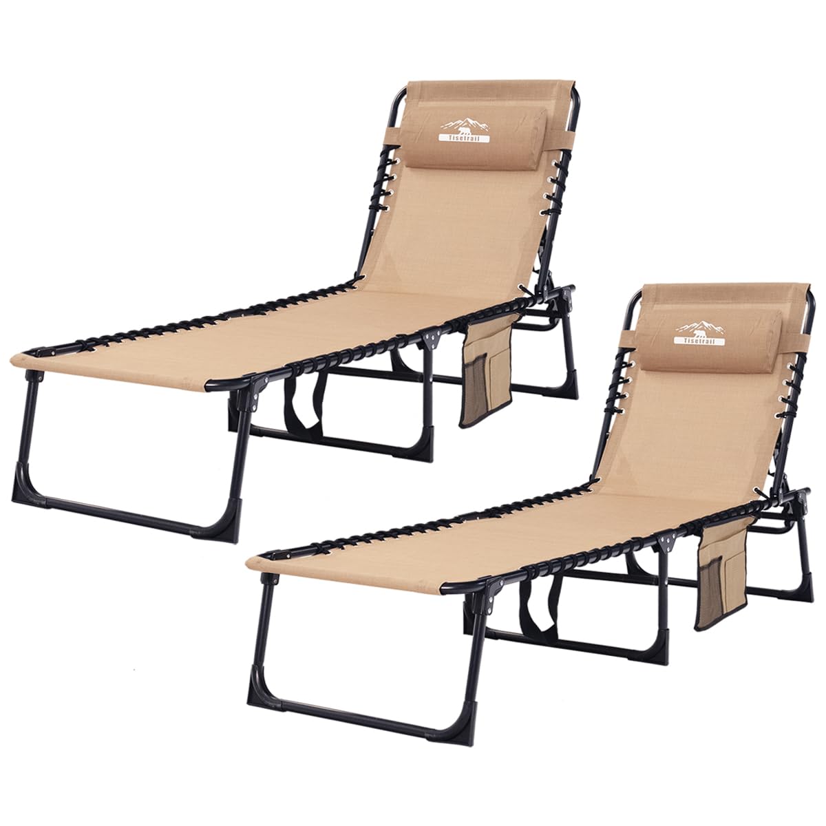 Tisetrail front view of chaise lounge showing full length and recline positions for comfort