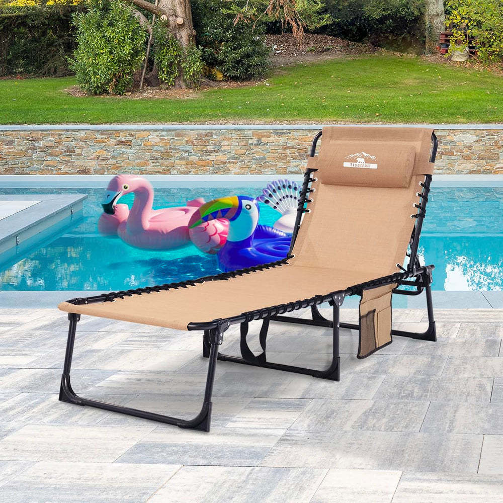 Tisetrail chaise in a garden lifestyle scene demonstrating outdoor durability and relaxation