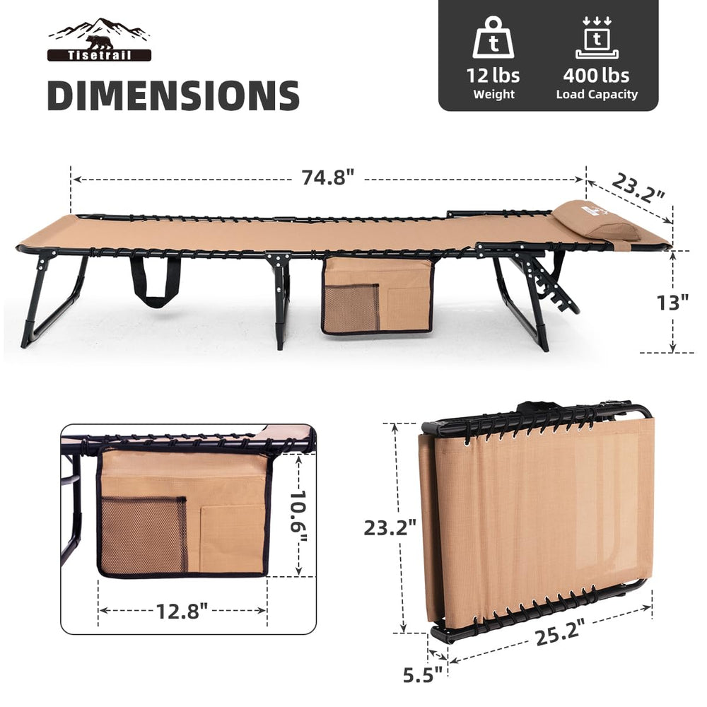 Tisetrail folded lounge with carry handle for easy transport