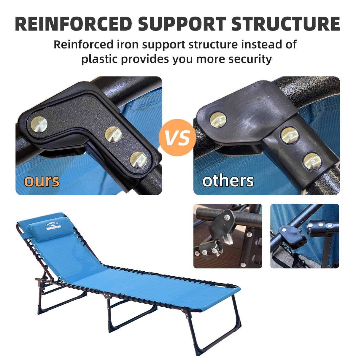 Tisetrail frame and leg construction proving heavy-duty support