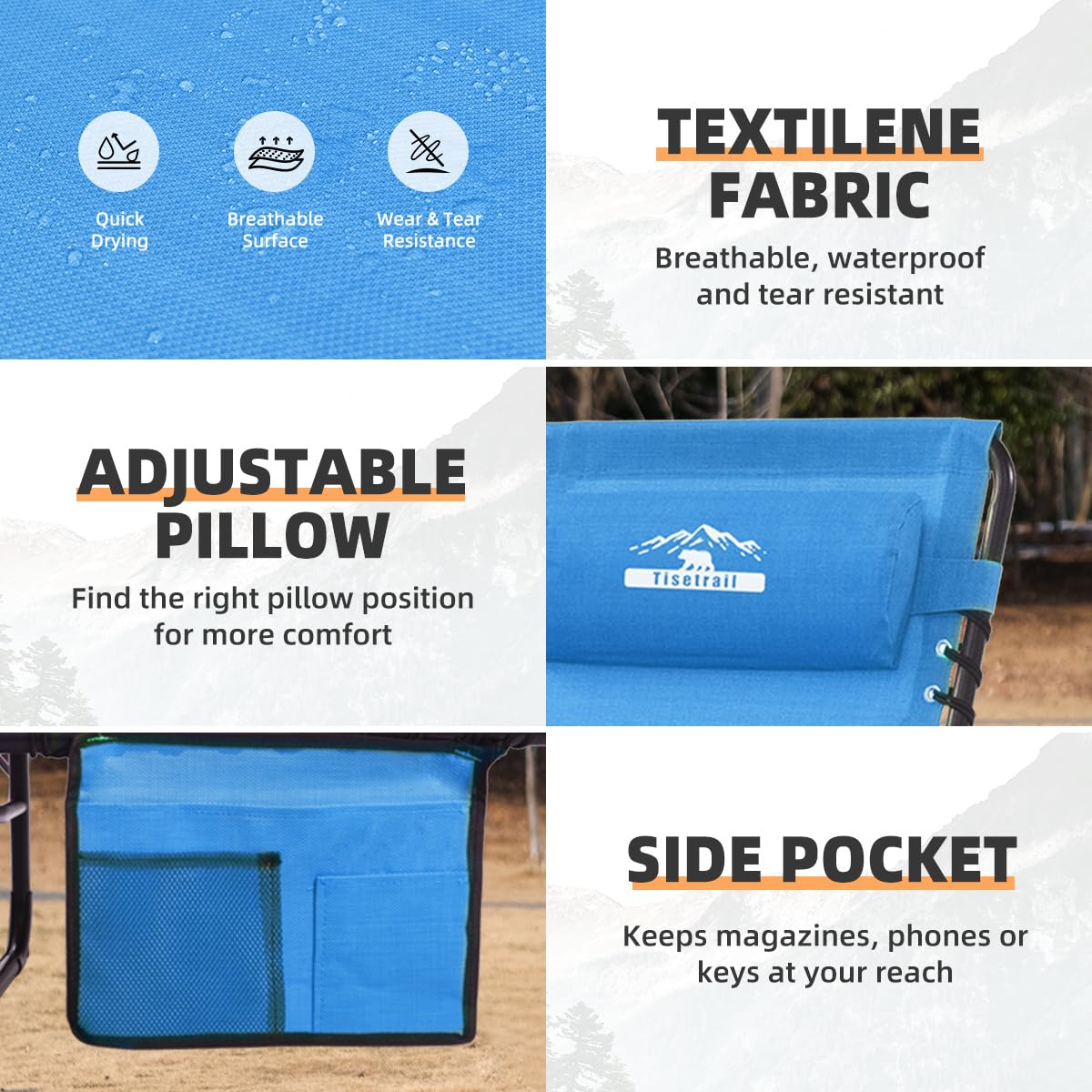 Tisetrail leg and foot pad detail improving grip and surface protection