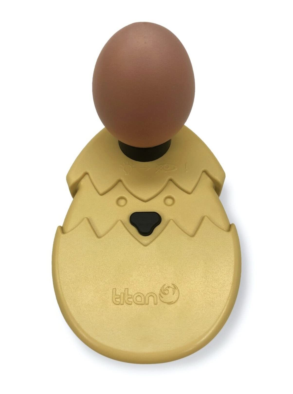 Titan Incubators LED beam illuminating an egg showing clear embryo visibility benefit