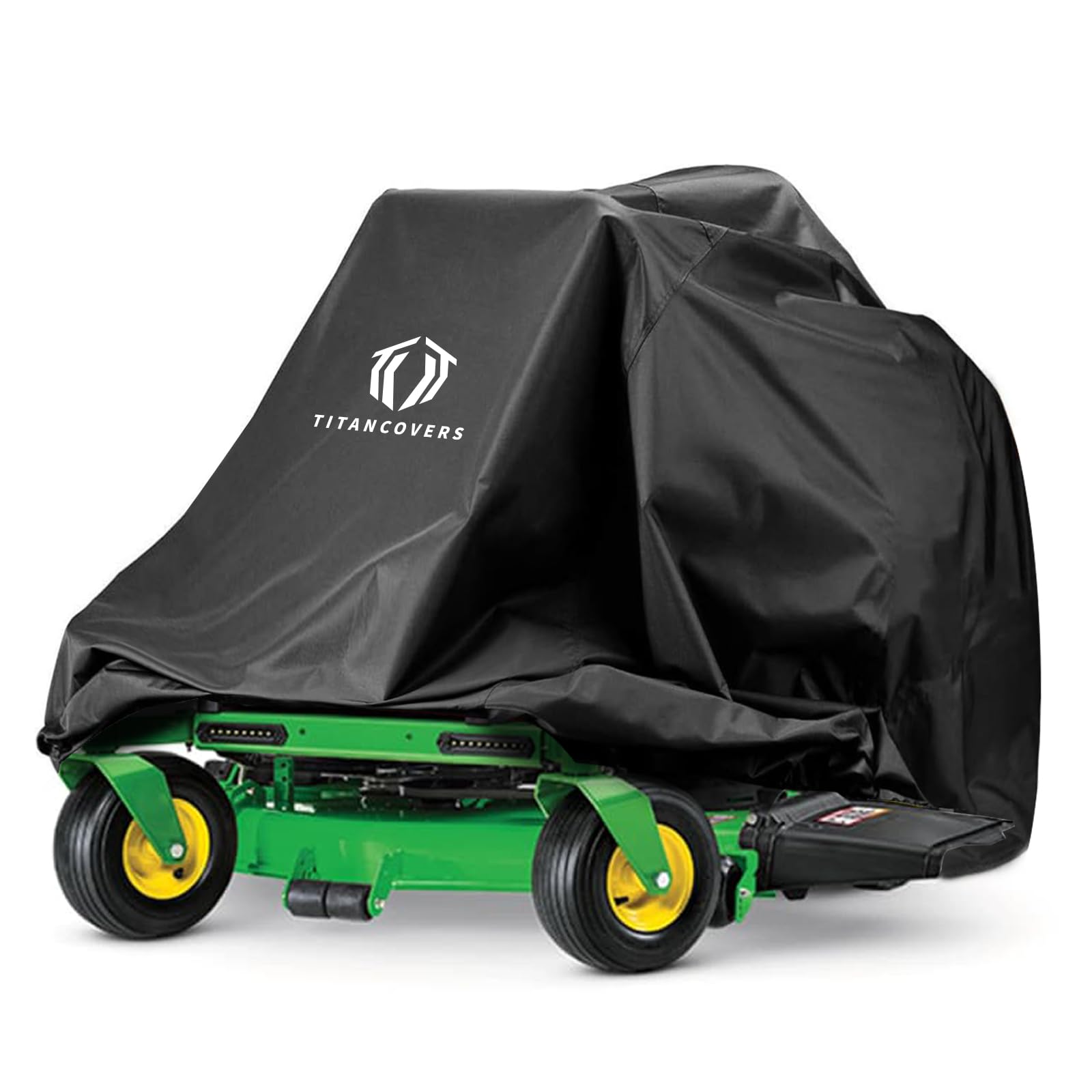 TITANCOVERS front view of cover showing full mower protection and weather shielding