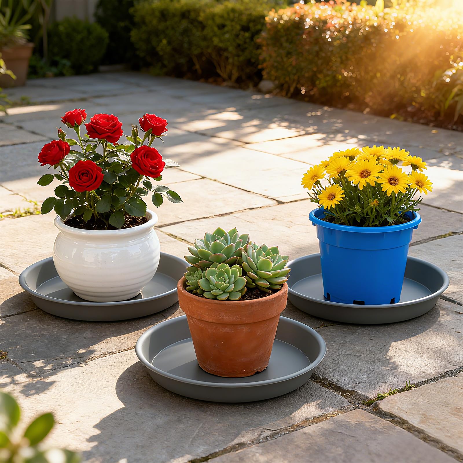 TITE plant saucer underside showing molded base that supports pot weight and drainage