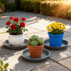 TITE plant saucer underside showing molded base that supports pot weight and drainage