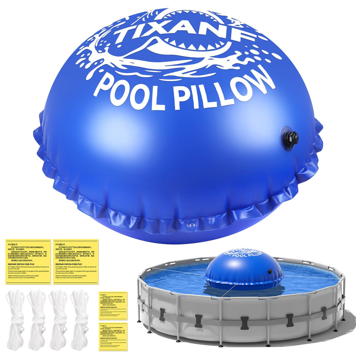 TIXANF front view showing full 13ft pillow and protective lift benefit
