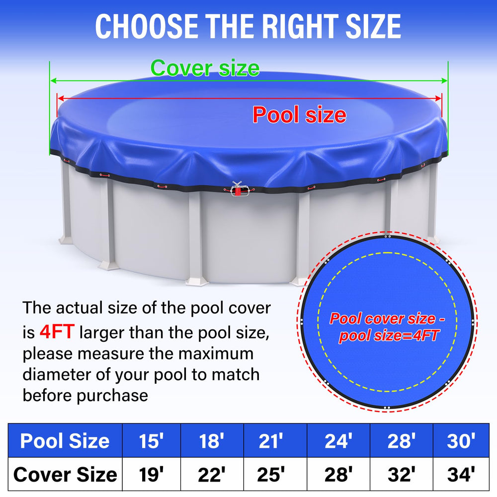 TIXANF installed on 18FT round above-ground pool keeping debris and snow out