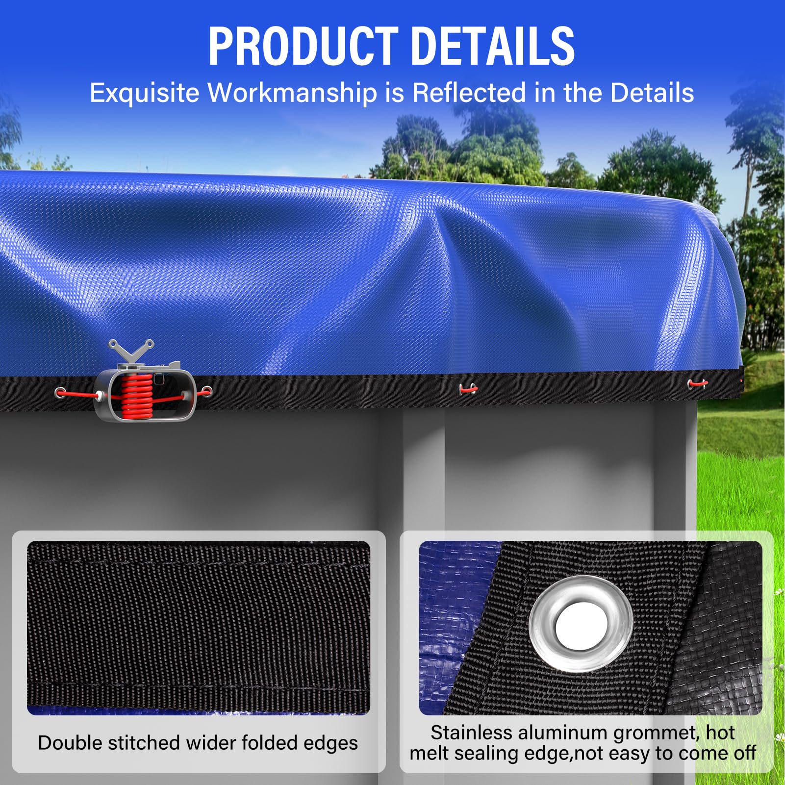 TIXANF edge overlap detail highlighting 4-foot extra coverage for secure fit