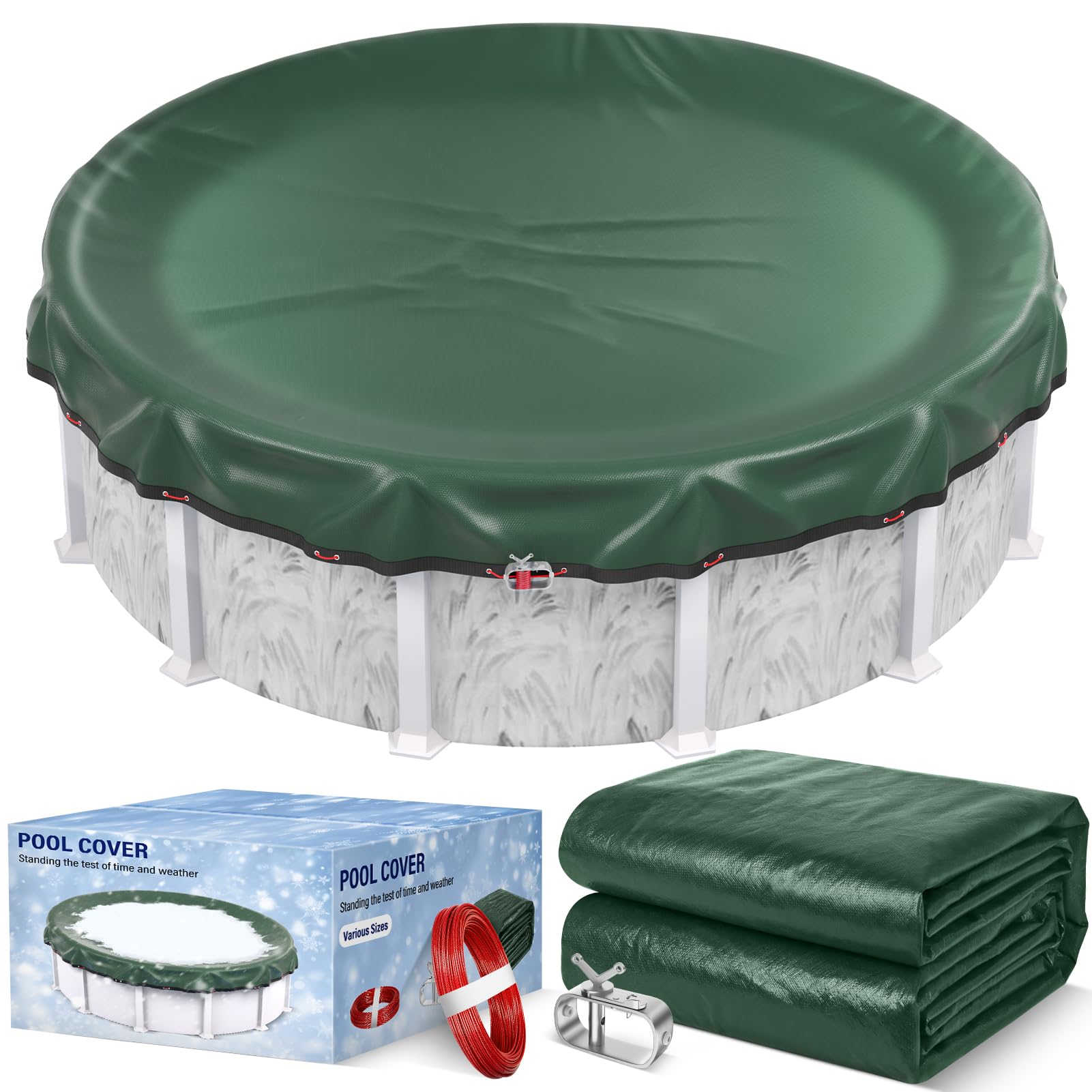 TIXANF front view of 18ft round cover showing full pool protection