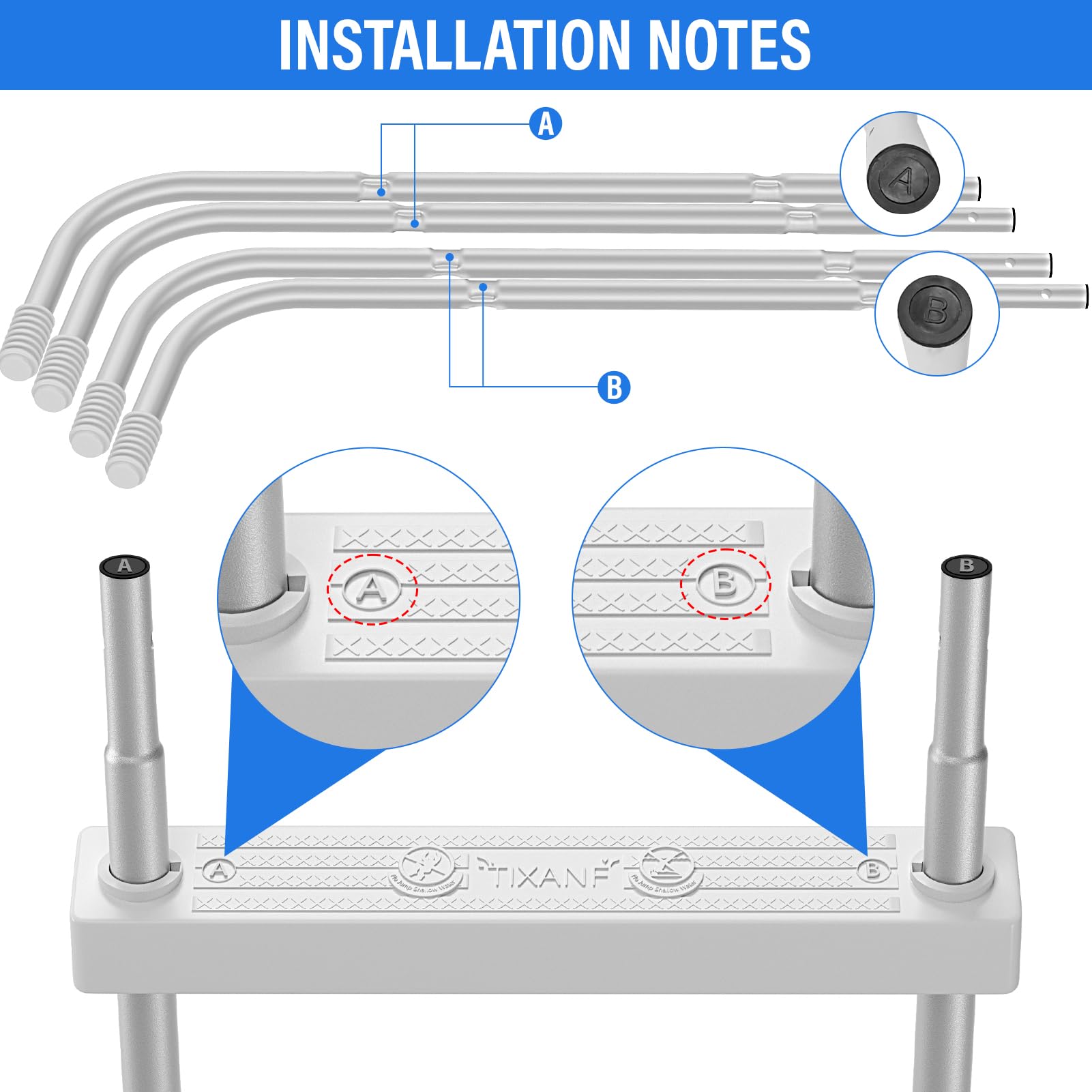 TIXANF packaged ladder with screws and curved nuts for safe installation