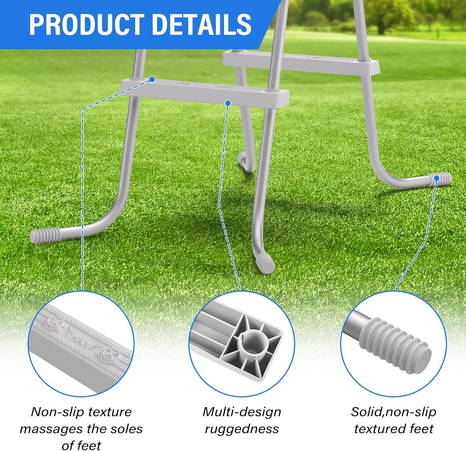 TIXANF support feet underside showing anti-slip pads for strong contact
