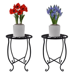 TLBTEK front view of two metal plant stands showing modern styling and space-saving benefit
