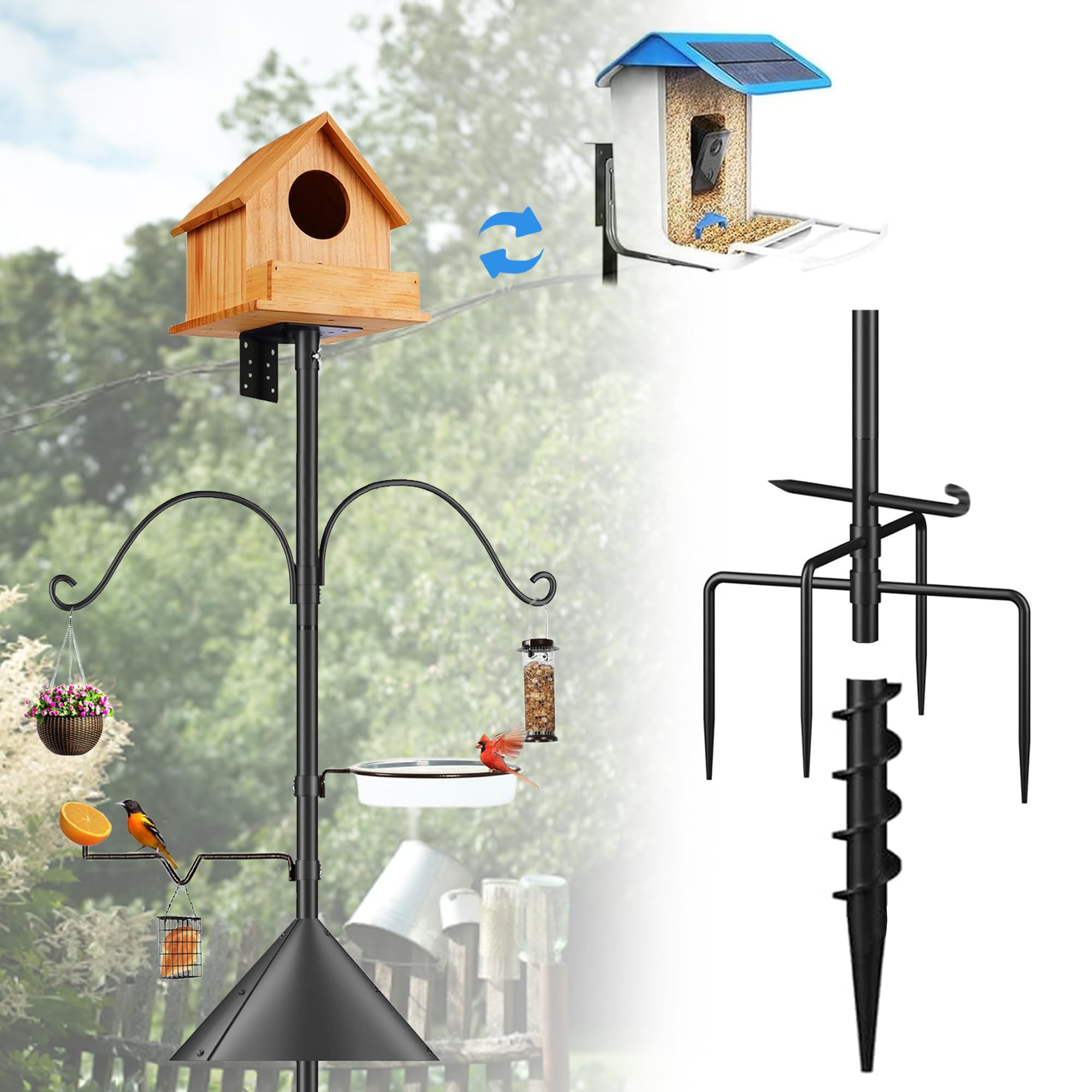 Tlsiod full assembled pole standing in backyard showing stable feeding setup and durability