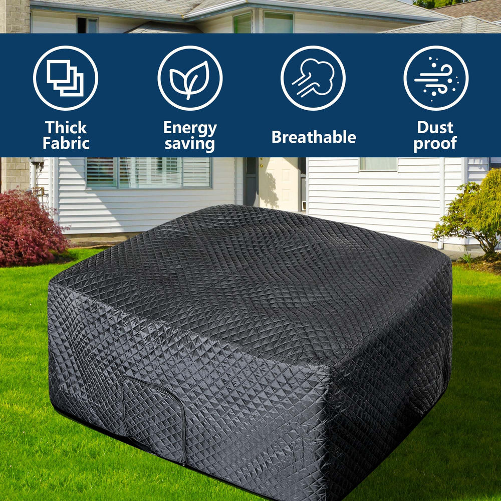 Tlswshsy installed on hot tub illustrating debris protection and warmth retained