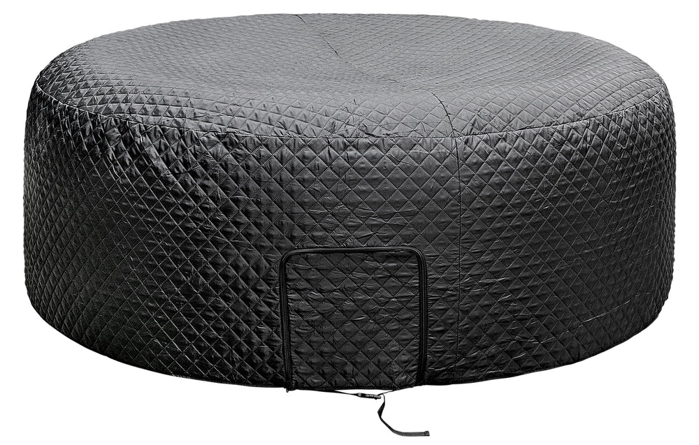 Tlswshsy front view of the cover on round hot tub showing full protection and heat retention