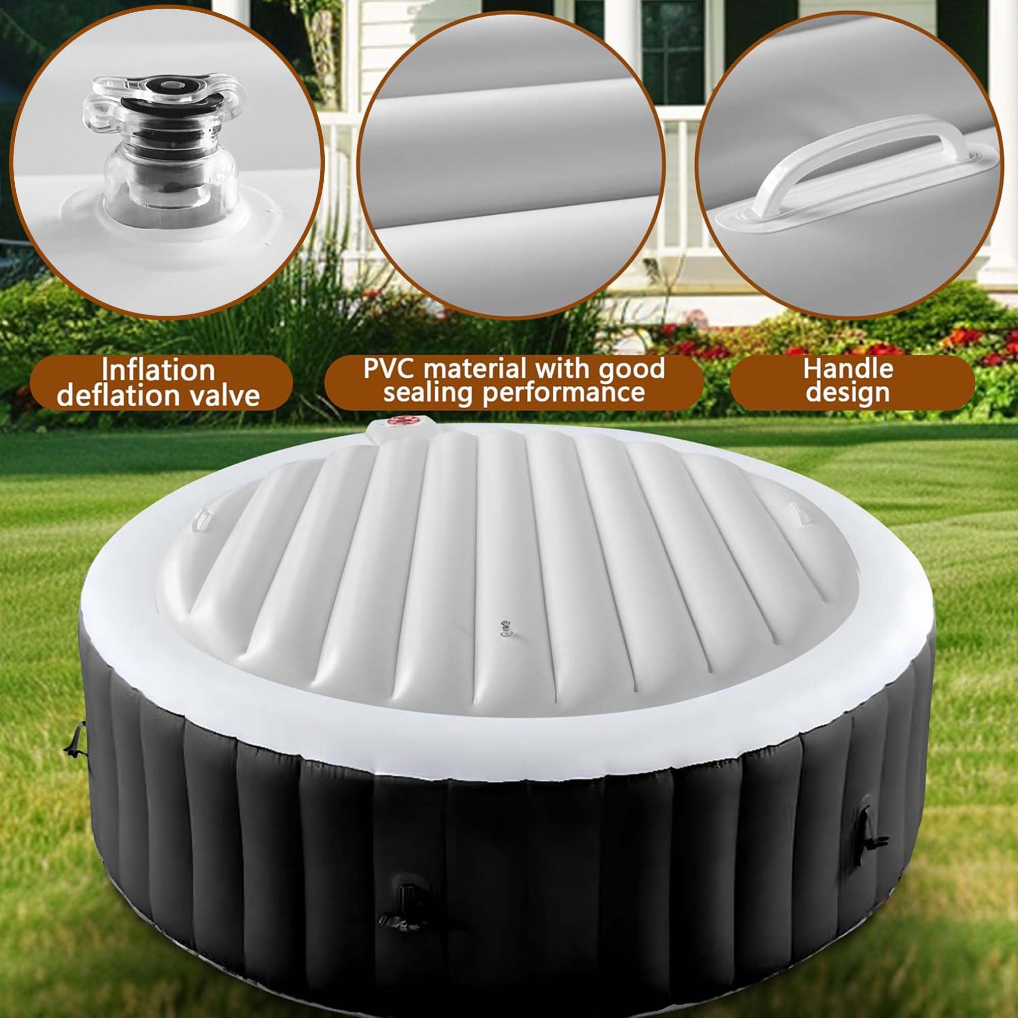 Tlswshsy cover in use on outdoor hot tub reducing debris and heat loss