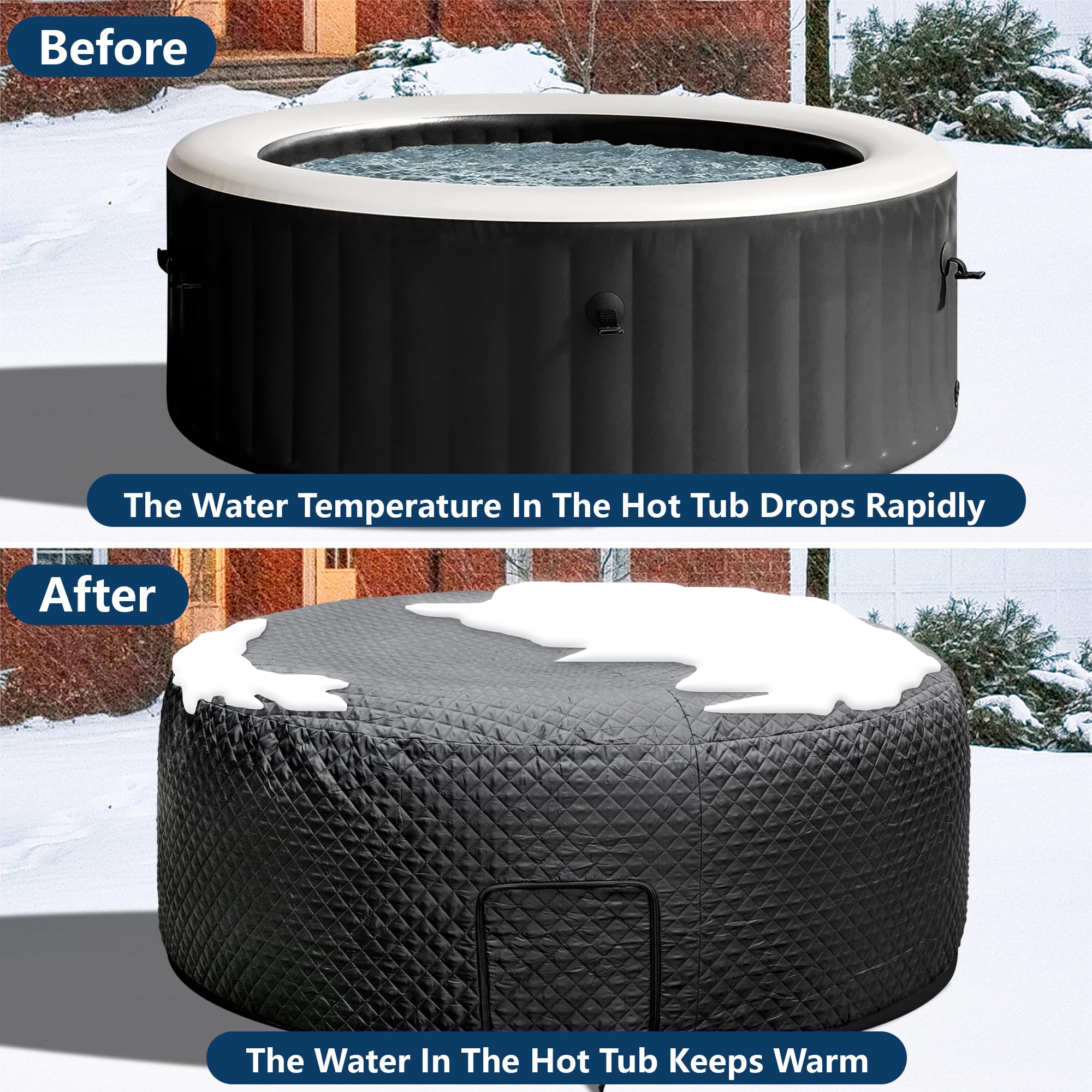 Tlswshsy lifestyle backyard spa scene showing covered tub protected from leaves and rain