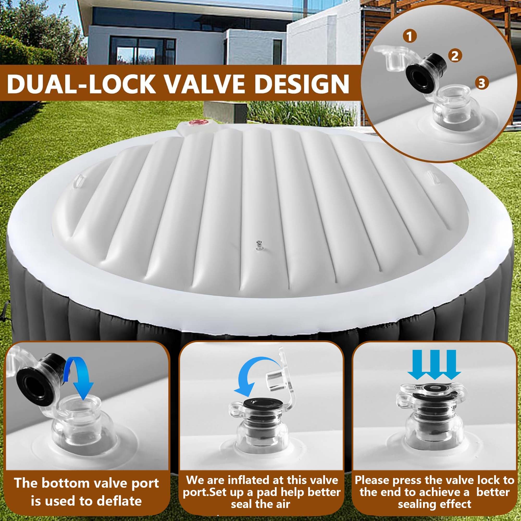 Tlswshsy inflation valve close-up enabling quick pump inflation and secure seal