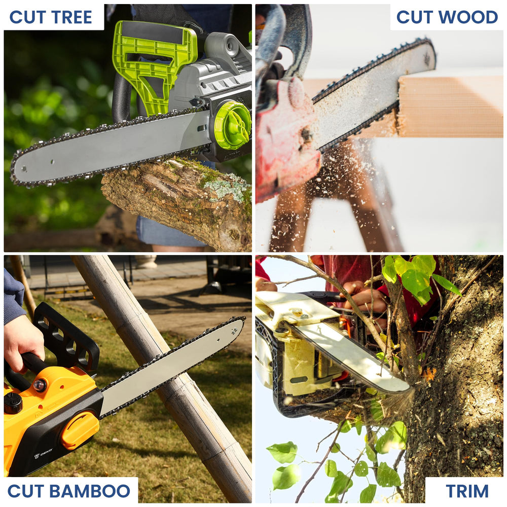 TM TWOMEM chain in use cutting a fallen branch, efficient yard cleanup