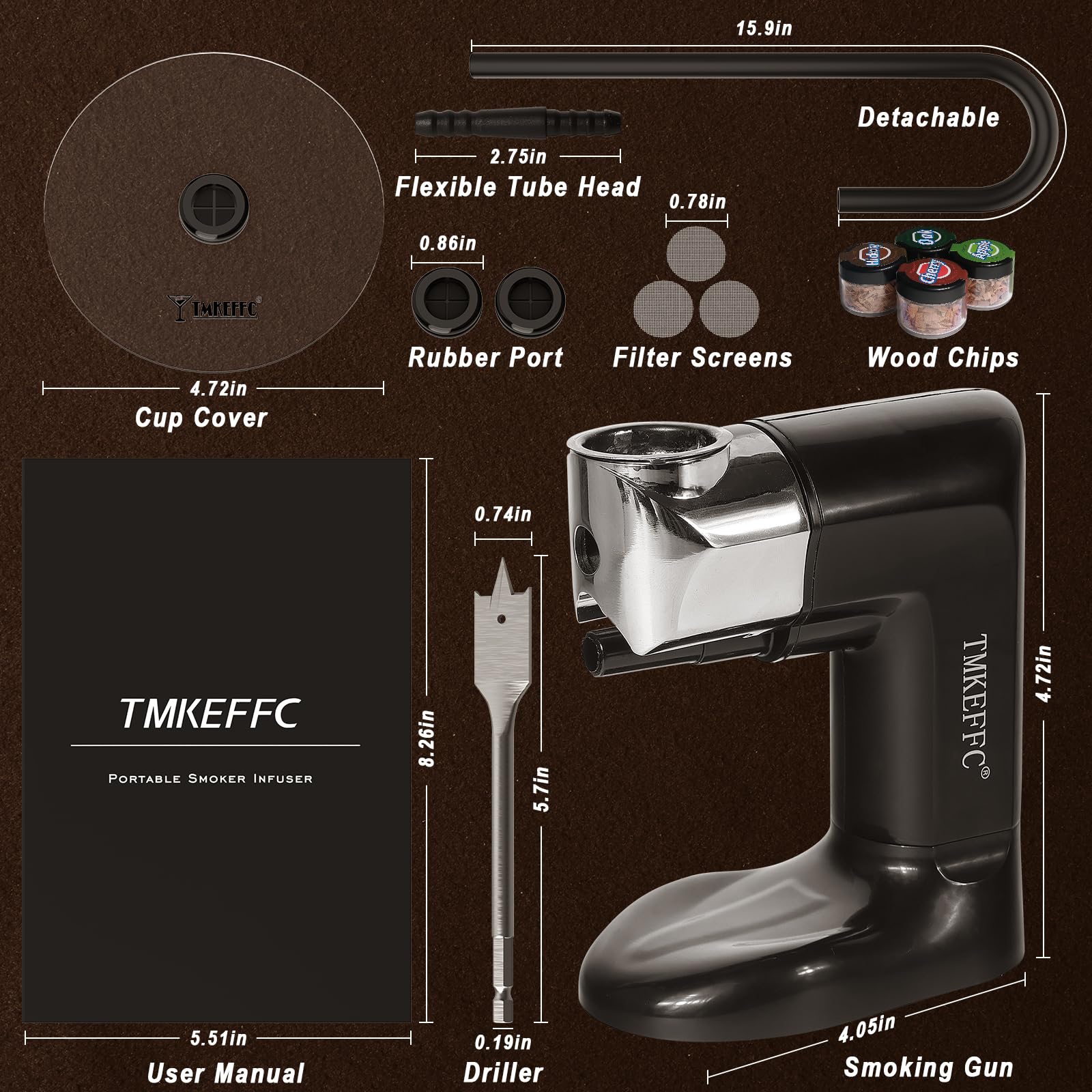 TMKEFFC handheld size next to a hand showing portable scale and convenience benefit