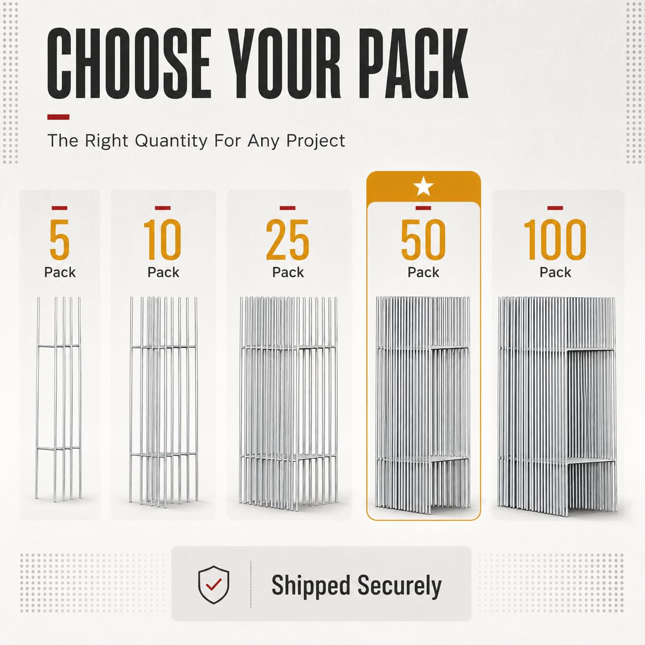 TN Supplies ten-pack of stakes stacked to show quantity and consistent size