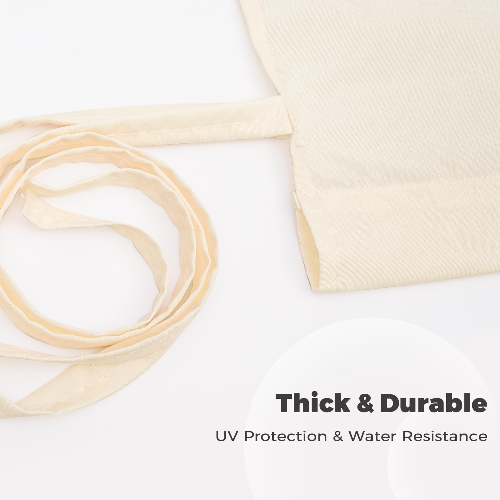 Tngan corner strap and rod pocket detail showing easy secure fastening