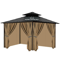 Tngan gazebo front view brown showing full four-panel privacy enclosure and shade