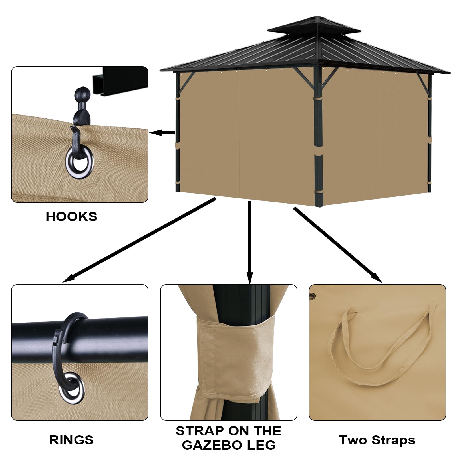 Tngan hooks and rings hardware kit laid out to show easy installation support