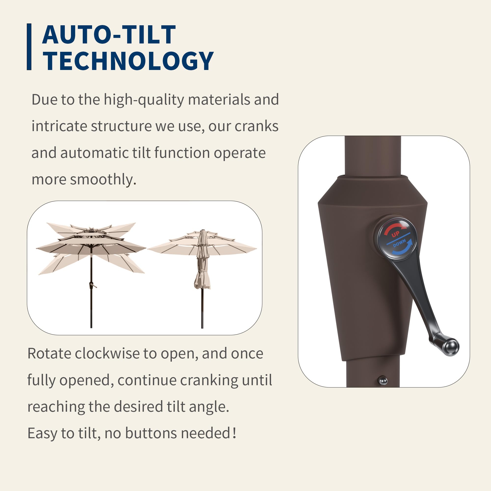 Tobeos underside showing eight sturdy ribs for enhanced canopy stability and durability