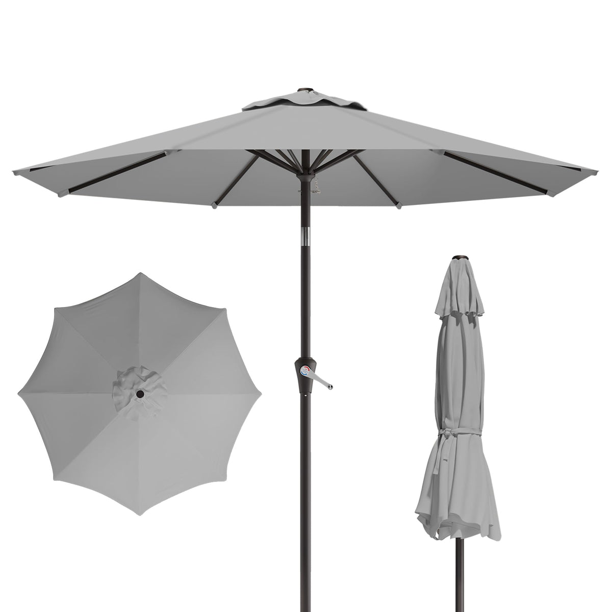 Tobeos front view of 10ft umbrella showing full shade coverage benefit
