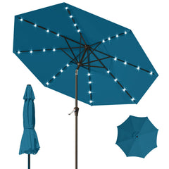 Tobeos front view of 9FT Lake Blue umbrella showing full coverage and shade