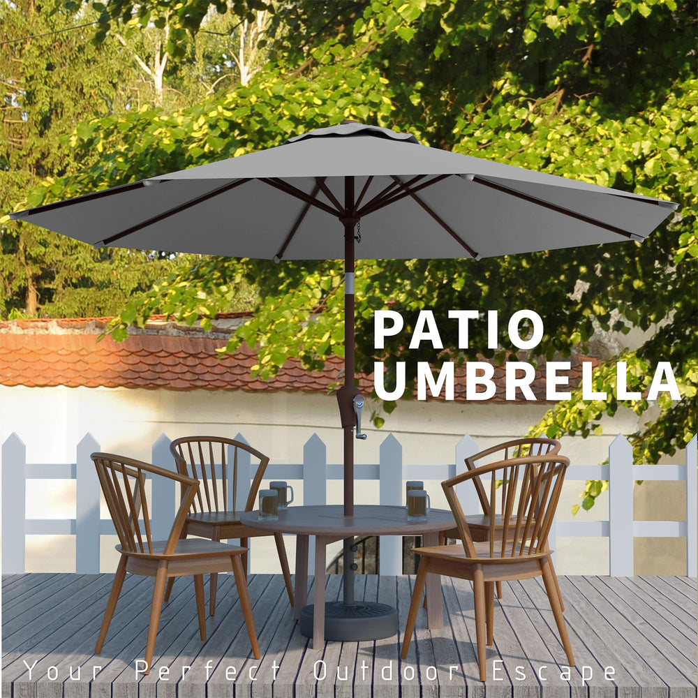 Tobeos umbrella next to people showing 10ft size coverage benefit