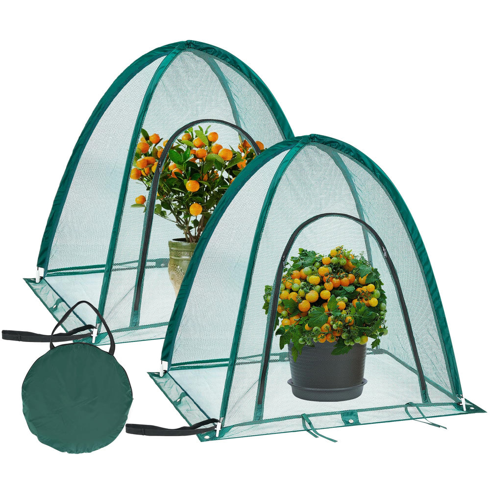 ToBoom front view of pop-up cover protecting seedlings, keeps pests away